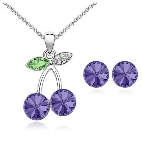 Cseresznye alakú ékszer szett, Tanzanite, Swarovski köves