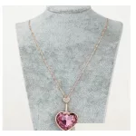 Szív mintás nyaklánc, Lila, Swarovski köves