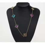 Hosszú virág mintás nyaklánc, Swarovski köves