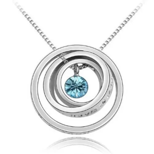 Koncentrikus körös nyaklánc, Aquamarine, Swarovski köves