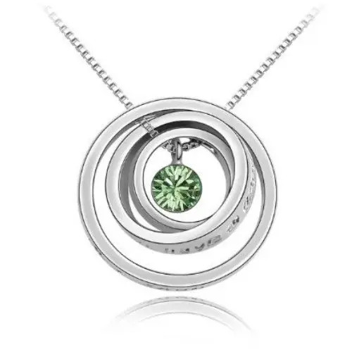 Koncentrikus körös nyaklánc, Peridot, Swarovski köves