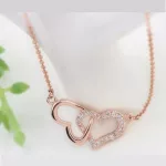 Egymásba fonódó dupla szív nyaklánc, Rose Gold