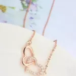 Egymásba fonódó dupla szív nyaklánc, Rose Gold