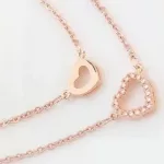 Dupla láncos szív medálos nyaklánc, Rose Gold