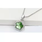 Szilva virág ékszer szett, Peridot zöld, Swarovski köves