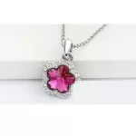 Szilva virág ékszer szett, Fukszia, Swarovski köves