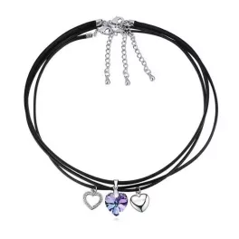 3 az 1-ben bőr nyaklánc, Crystal VL, Swarovski köves