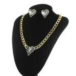 Szív ékszer szett, Szürke, Swarovski köves