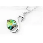 Hattyú medálos nyaklánc, Peridot, Swarovski köves