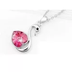 Hattyú medálos nyaklánc, Világos Rózsa, Swarovski köves