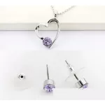 Szív medálos ékszer szett, Viola, Swarovski köves