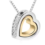 Dupla szív medálos nyaklánc, 18K Arany and Rhodium