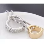 Dupla szív medálos nyaklánc, 18K Arany and Rhodium