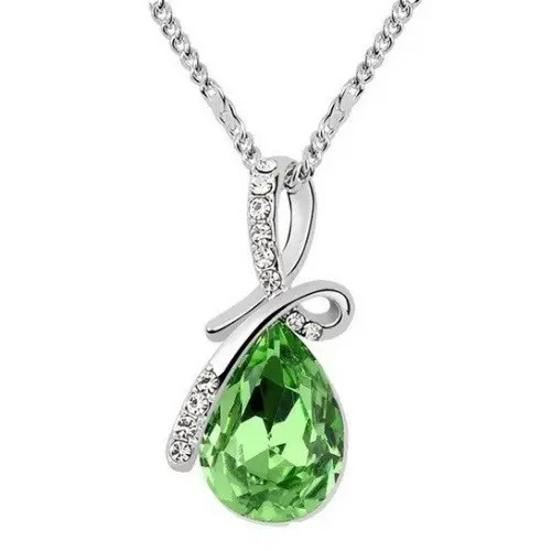 Medálos nyaklánc, Peridot, Swarovski köves