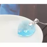 Szív medálos nyaklánc, Aquamarine, Swarovski köves