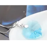 Szív medálos nyaklánc, Aquamarine, Swarovski köves