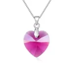 Szív medálos nyaklánc, Fuchsia , Swarovski köves
