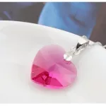 Szív medálos nyaklánc, Fuchsia , Swarovski köves