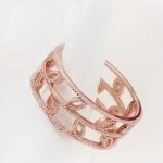 Levél mintás cirkónia gyűrű, Pezsgő Arany, 7,5