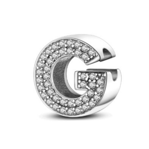Ezüst charm, betű, G