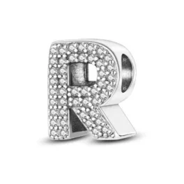 Ezüst charm, betű, R