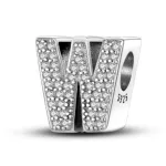 Ezüst charm, betű, W