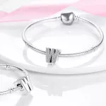 Ezüst charm, betű, W