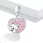 Ezüst charm, szív mopsszal