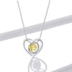 Ezüst szív nyaklánc, aranyozott szívvel