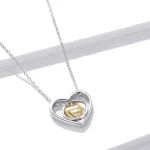 Ezüst szív nyaklánc, aranyozott szívvel