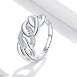 Női gyűrű ezüstből, fehér kristállyal, 6