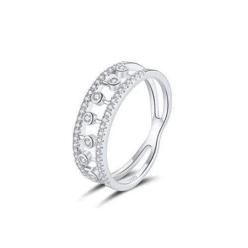 Ezüst gyűrű fehér kristállyal, 8-as méret