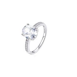 Ezüst eljegyzési gyűrű fehér kristállyal, 6