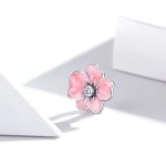 Ezüst charm rózsaszín virággal