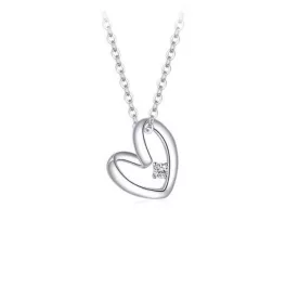 Ezüst nyaklánc kristályos szívvel