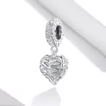 Ezüst charm, függő szív