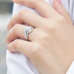 Női eljegyzési gyűrű, dupla, ezüst, 9