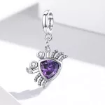 Ezüst charm, rák, lila