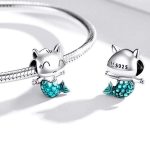 Ezüst charm, hableány cica