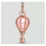 Ezüst charm, hőlégballon, rosegold