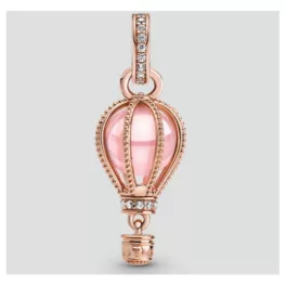 Ezüst charm, hőlégballon, rosegold