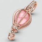 Ezüst charm, hőlégballon, rosegold