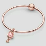 Ezüst charm, hőlégballon, rosegold
