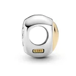 Ezüst charm, szív, rosegold díszítéssel