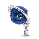 Ezüst charm Holddal, kék