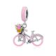 Ezüst charm, rózsaszín bicikli