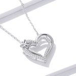 Ezüst nyaklánc dupla szív medállal, pillangóval