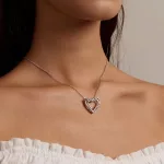Ezüst nyaklánc dupla szíves, pillangós medállal
