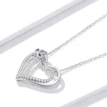 Ezüst nyaklánc dupla szíves, pillangós medállal