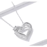 Ezüst nyaklánc dupla szíves, pillangós medállal